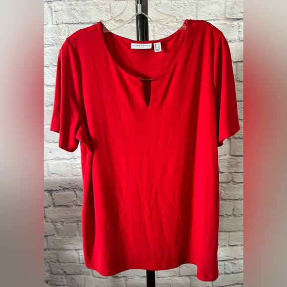 Sz L Susan Graver Essentials Excellent condition!Red w/ bar wearable perfection! - Picture 1 of 4
